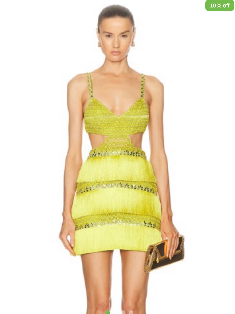 PatBO Yellow Fringe Crochet Camisole